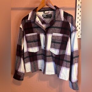 Zara Purple and White Plaid Shacket